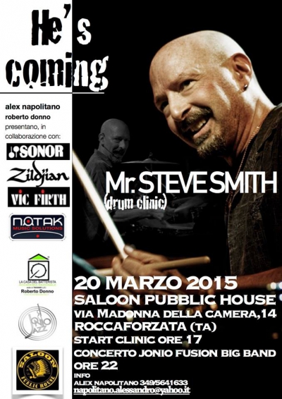 Clinic e concerto targati Steve Smith, uno tra i più rappresentativi e accreditati batteristi al mondo