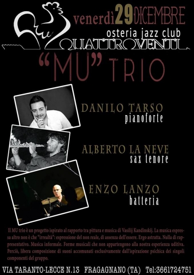 “Mu” Trio in concerto all’Osteria-Jazz Club QuattroVenti