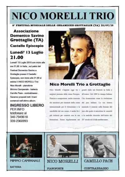 “Nico Morelli Trio” ospite della seconda edizione del “Festival Musicale delle Ceramiche”